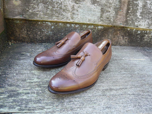 CHURCH’S TASSEL LOAFERS – BROWN / TAN NEVADA CALF – UK 10.5 – LOWDEN – UNWORN CONDITION