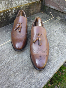 CHURCH’S TASSEL LOAFERS – BROWN / TAN NEVADA CALF – UK 10.5 – LOWDEN – UNWORN CONDITION