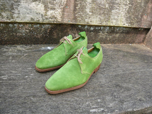 JOHN LOBB DERBY – SPRING GREEN SUEDE – UK 6.5 – SUPERB CONDITION