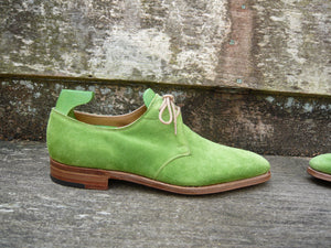 JOHN LOBB DERBY – SPRING GREEN SUEDE – UK 6.5 – SUPERB CONDITION