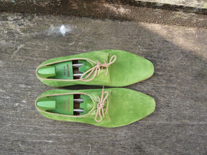 JOHN LOBB DERBY – SPRING GREEN SUEDE – UK 6.5 – SUPERB CONDITION